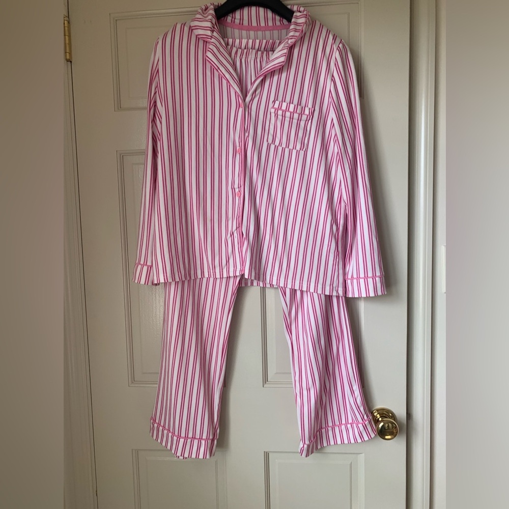 Tahari Pink and White Striped Women’s Pajama Set